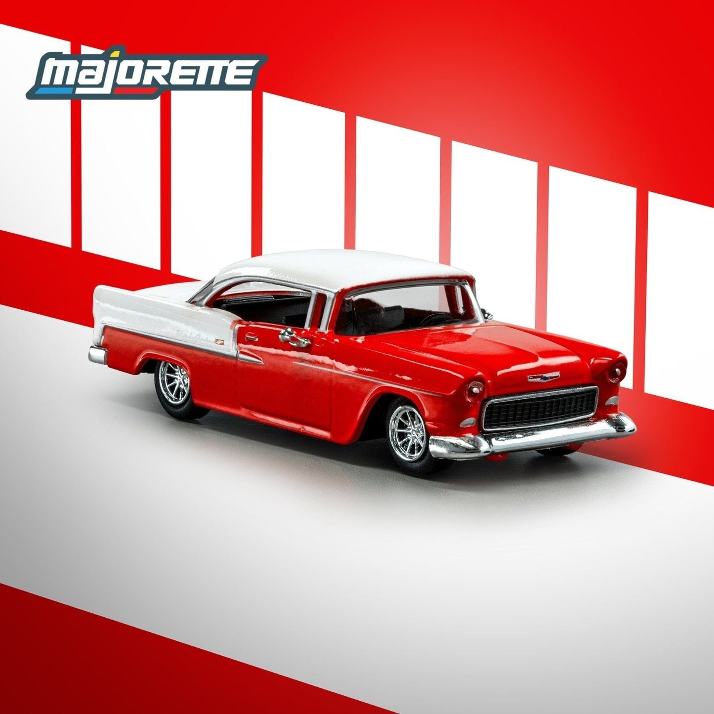 Majorette Collection 1955 Chevrolet Bel Air Red & White 1:64 Scale Die-Cast Model Car