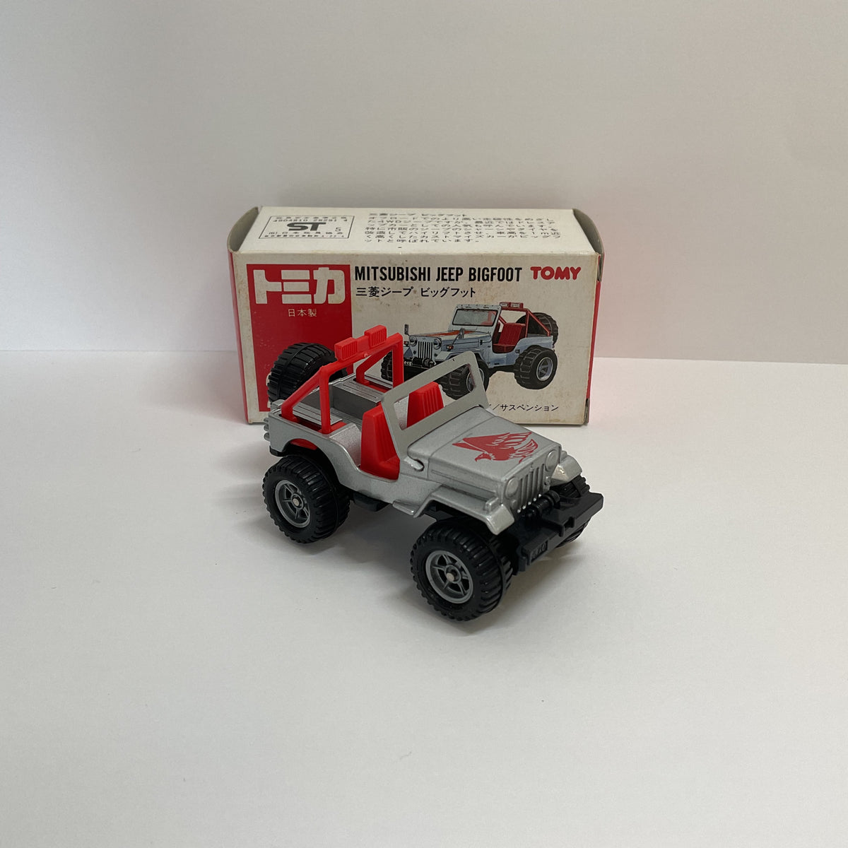 1988 Takara Tomy Tomica No.25 Mitsubishi Jeep Bigfoot Silver Made In Japan