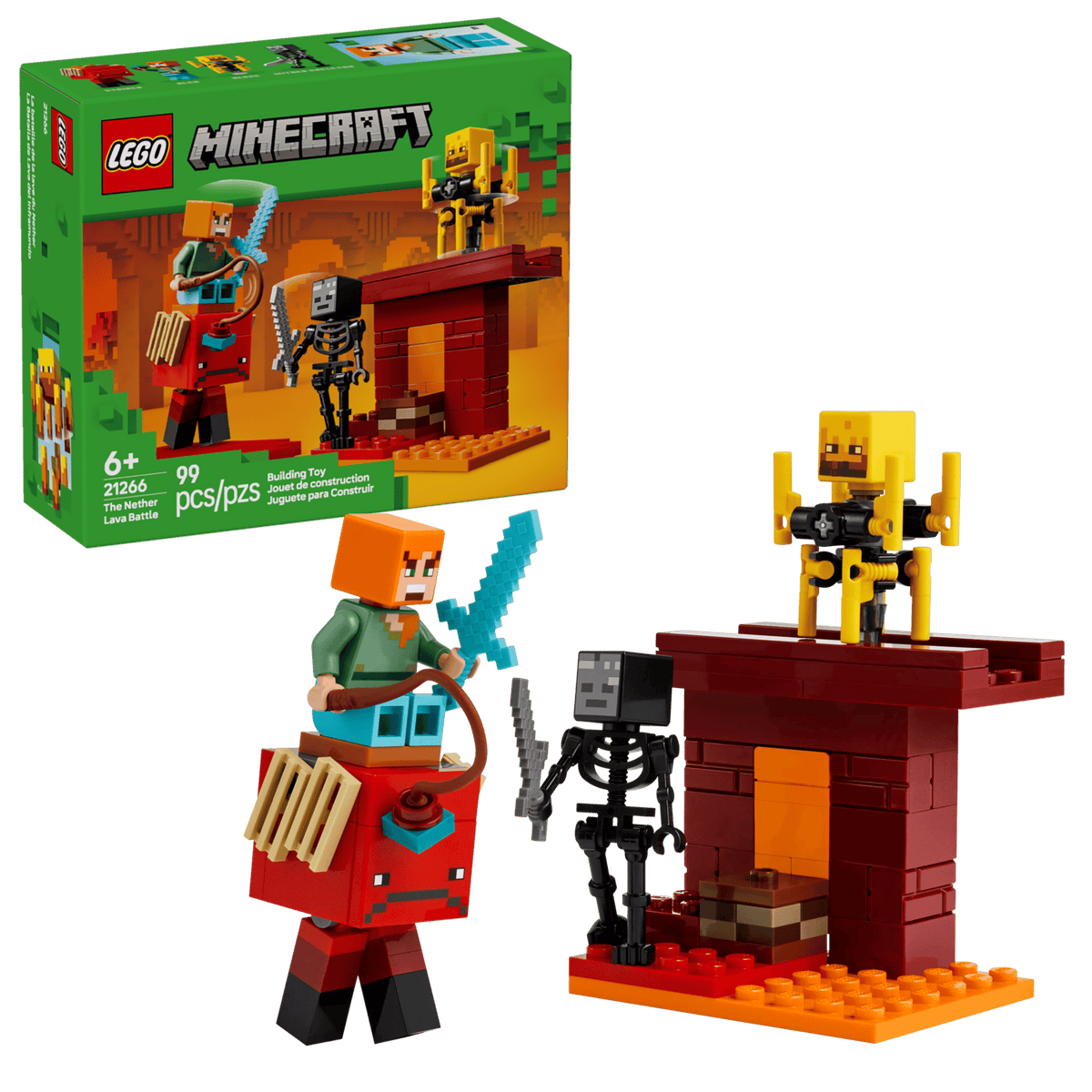 LEGO Minecraft The Nether Lava Battle 21266 Building Set 99 Pieces