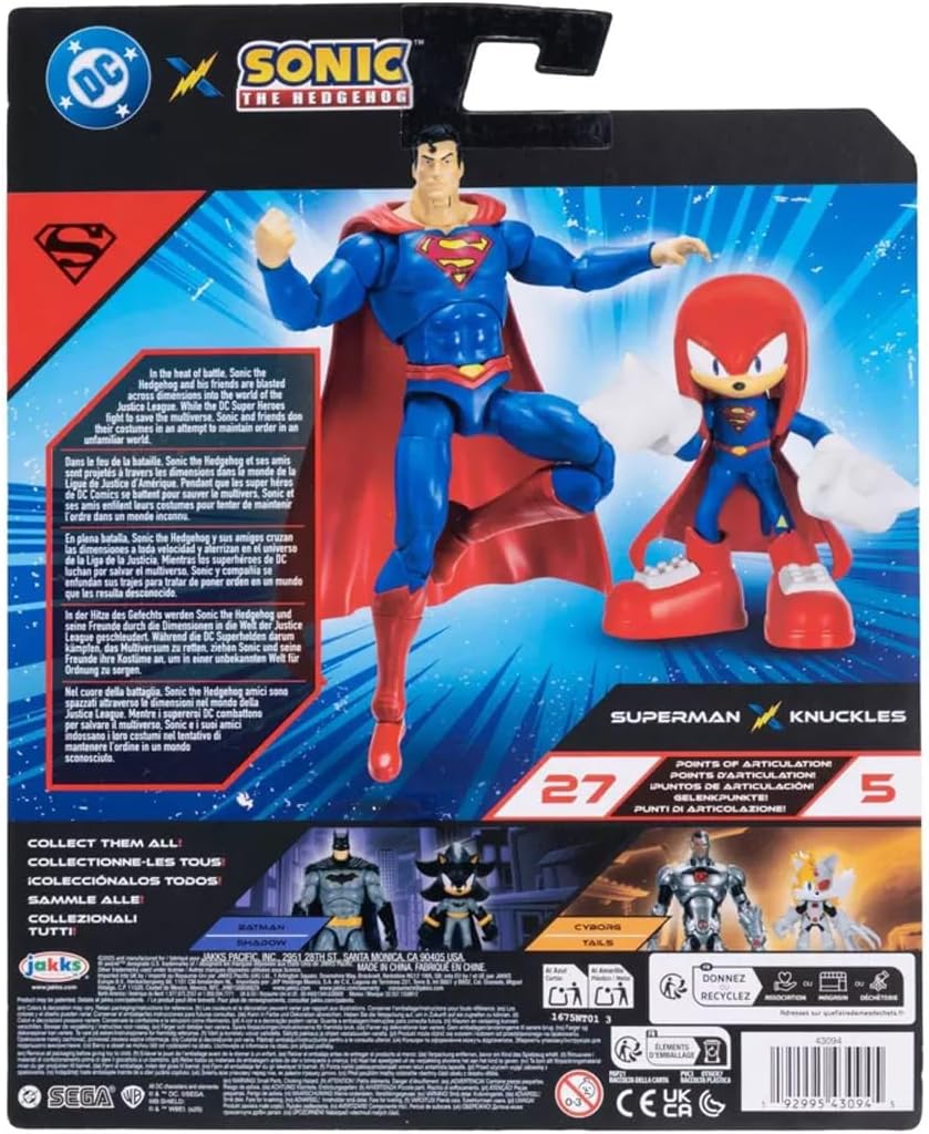 Jakks Pacific DC x Sonic the Hedgehog Knuckles & Superman Action Figure 2 Pack
