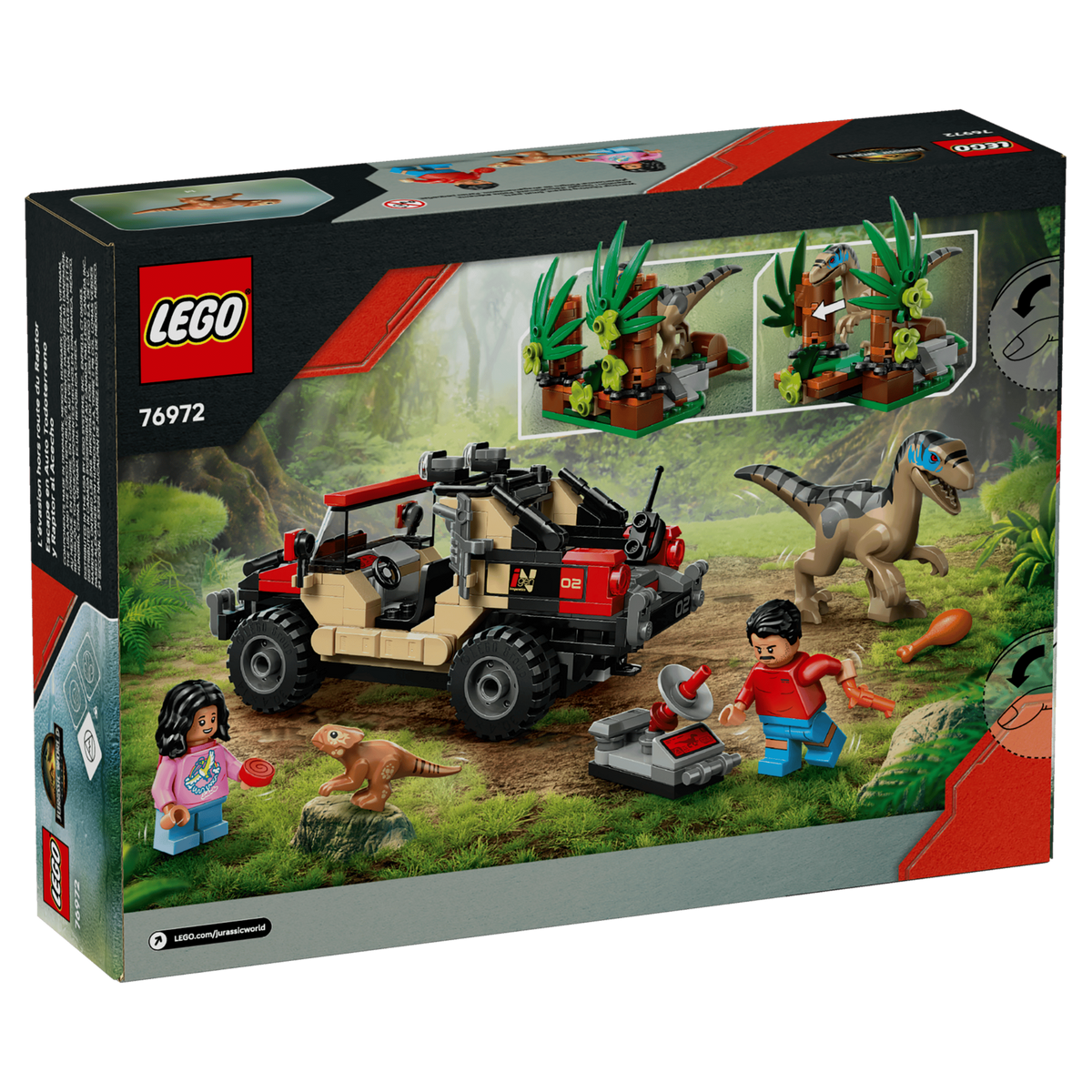 LEGO Jurassic World Raptor Off-Road Escape 76972 Building Set 285 Pieces