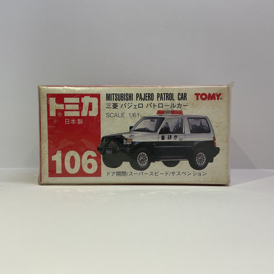 1993 Takara Tomy Tomica No.106 Mitsubishi Pajero Patrol Car 1/61 Made in Japan