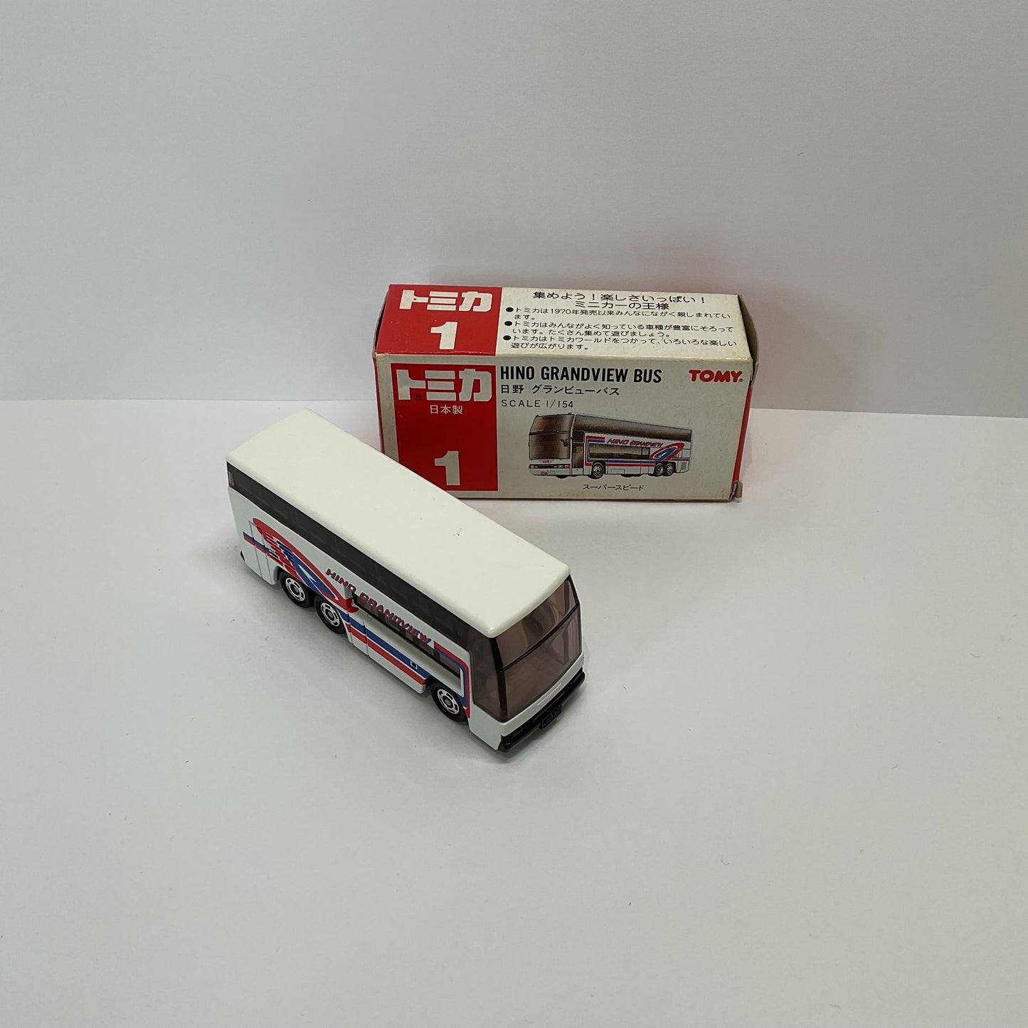 1986 Takara Tomy Tomica No.1 Hino Grandview Bus 1/154 Made In Japan
