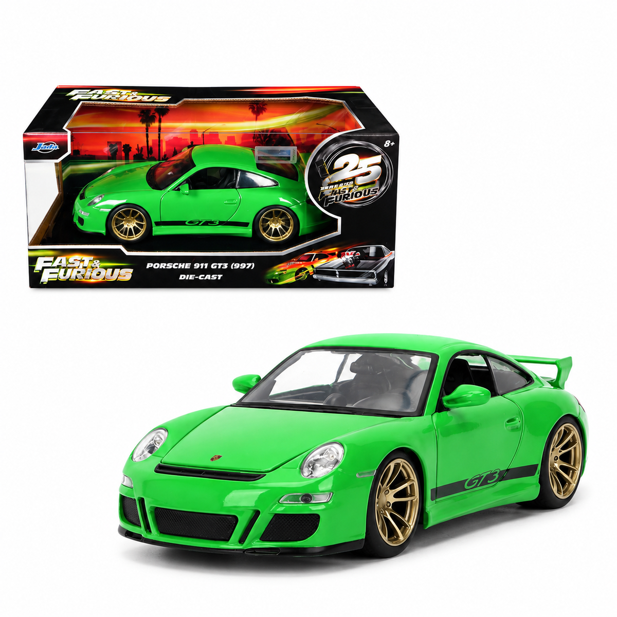 Jada Toys Fast & Furious 25th Anniversary Porsche 911 GT3 (997) 1:24 Die-Cast Model Car