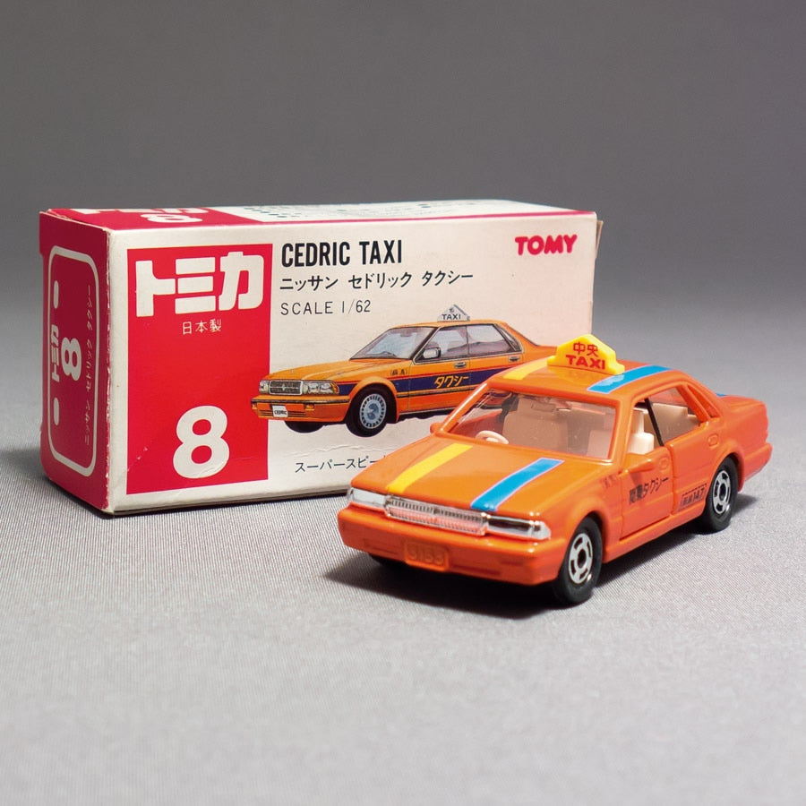 1988 Takara Tomy Tomica No.8 Nissan Cedric Taxi (Orange Kanto Taxi) 1/62 Made In Japan