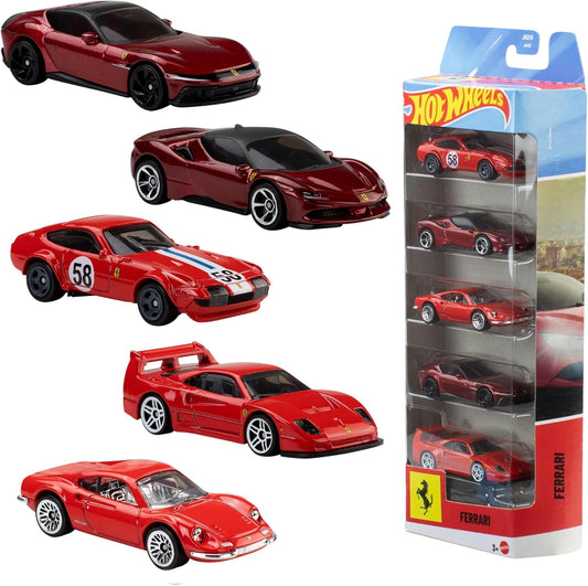 Hot Wheels Ferrari 5 Pack 1:64 Scale Die-Cast Cars Mattel JKG16