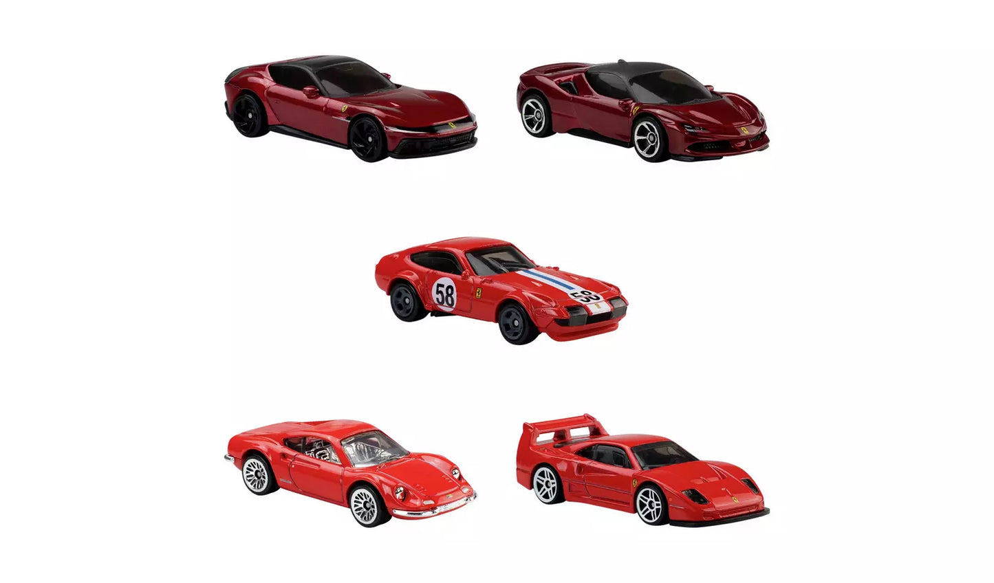 Hot Wheels Ferrari 5 Pack 1:64 Scale Die-Cast Cars Mattel JKG16