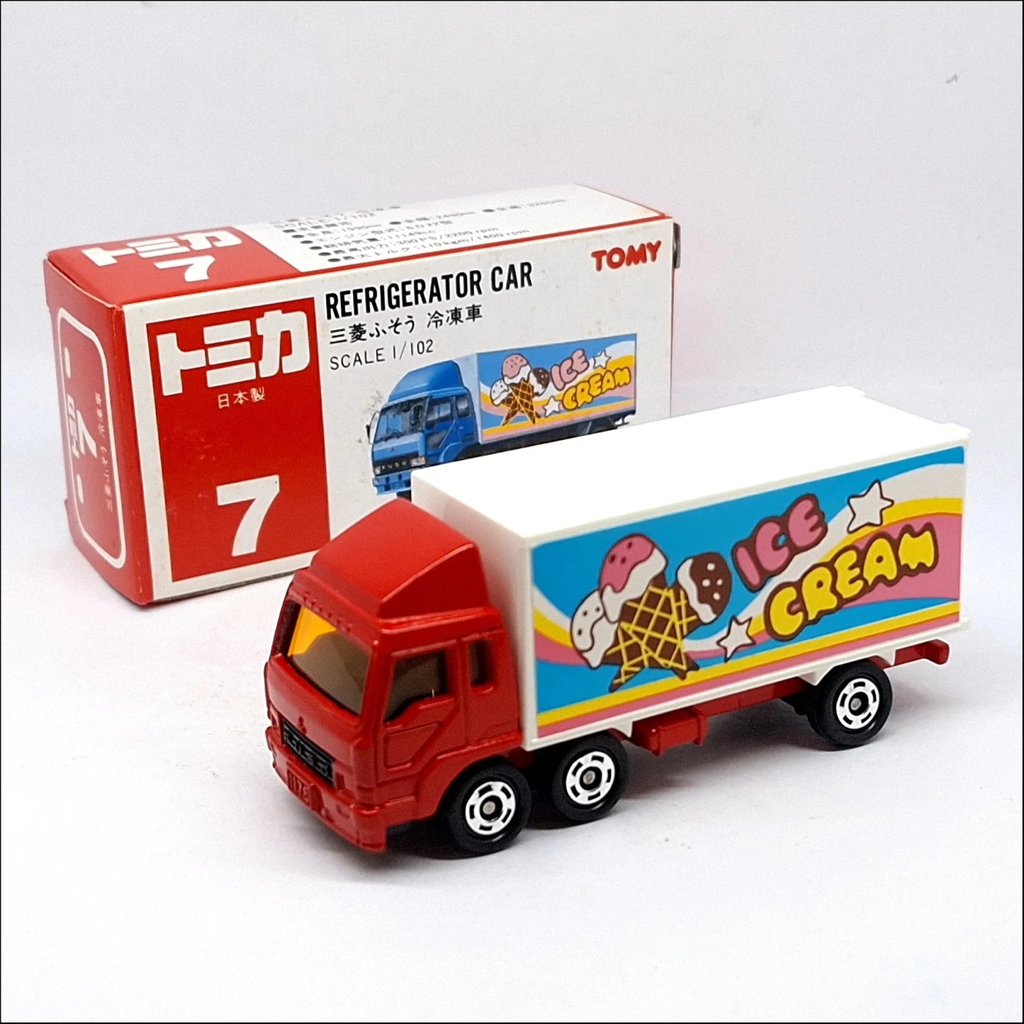 1988 Takara Tomy Tomica No.7 Mitsubishi Fuso Refrigerator Car 1/102 Made In Japan