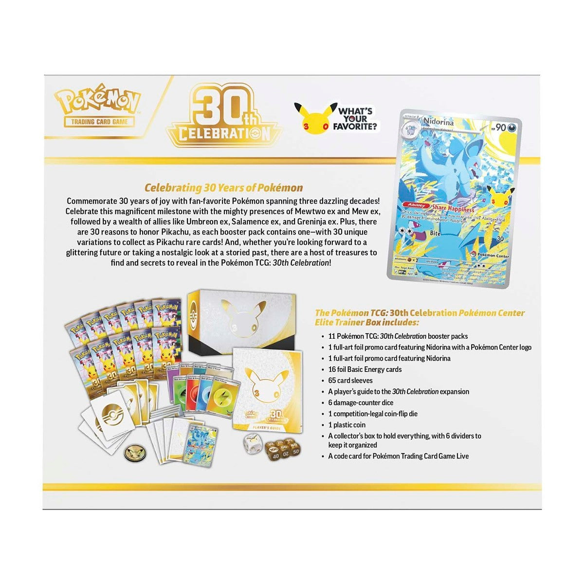 Pokémon TCG 30th Celebration Elite Trainer Box 9 Booster Packs