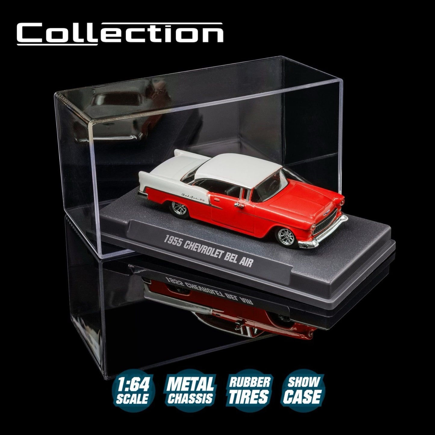 Majorette Collection 1955 Chevrolet Bel Air Red & White 1:64 Scale Die-Cast Model Car
