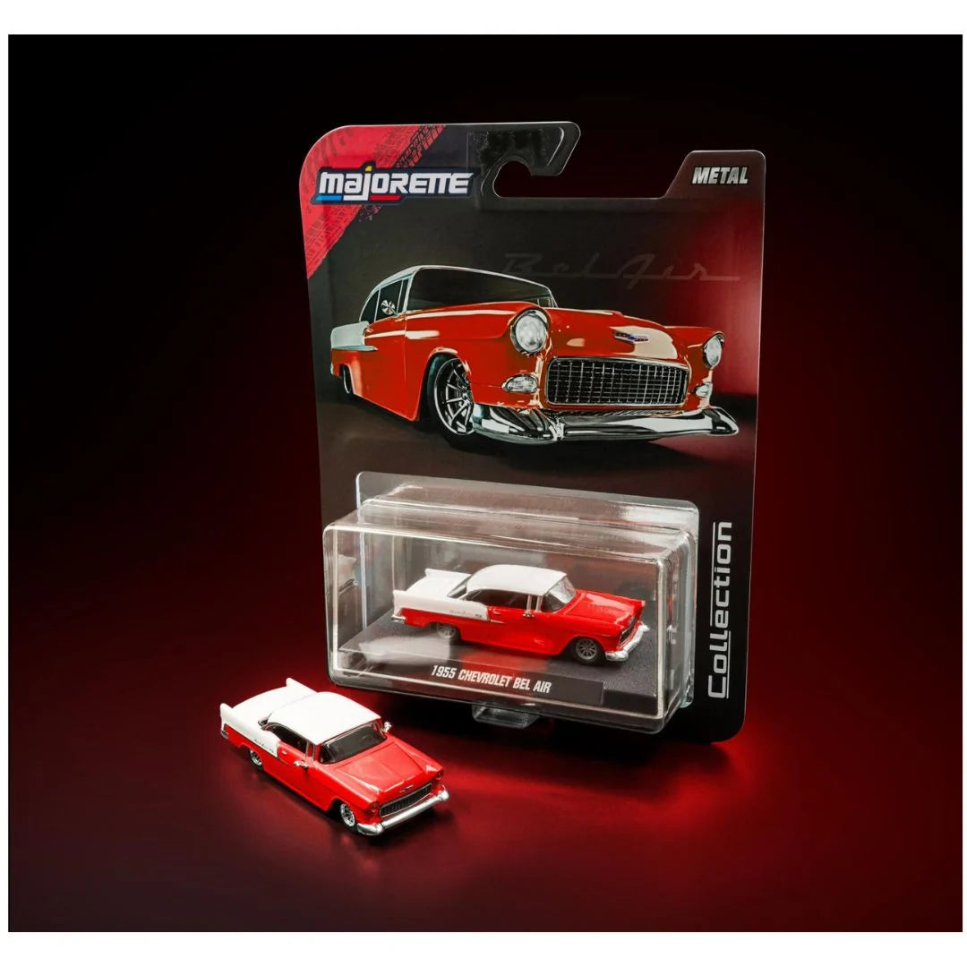Majorette Collection 1955 Chevrolet Bel Air Red & White 1:64 Scale Die-Cast Model Car