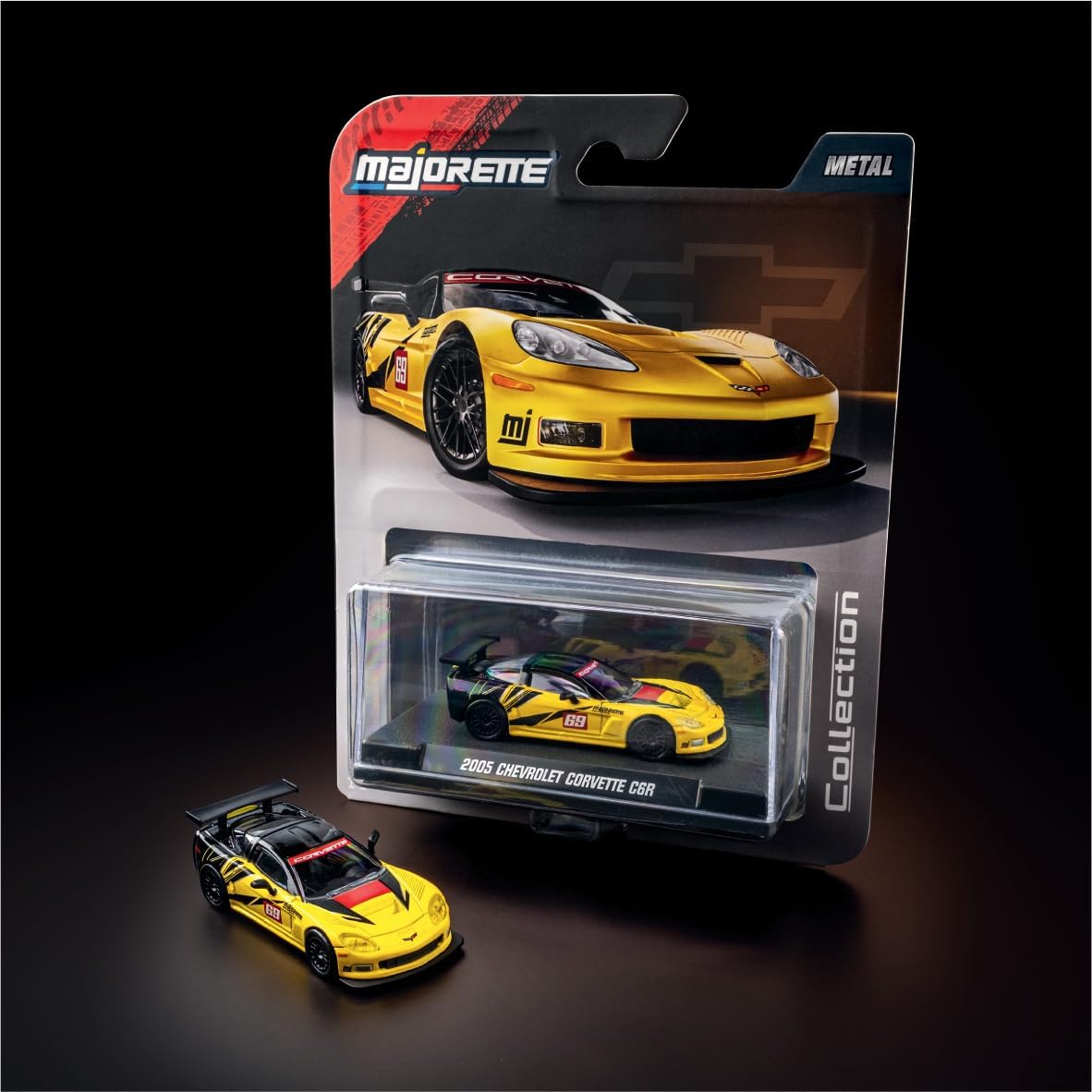 Majorette Collection 2005 Chevrolet Corvette C6.R Yellow & Black 1:64 Die-Cast Model Car